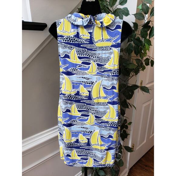Crown & Ivy Sheath Dress Womens PS Multi Sailboat Print Sleeveless Ruffled Neck - Picture 4 of 11